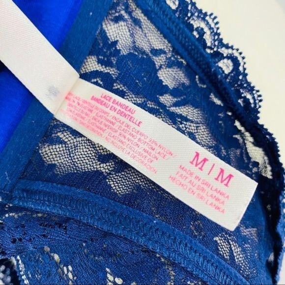 Victoria's Secret PINK Navy Blue Lace Bandeau Wire Free Medium - Picture 8 of 9